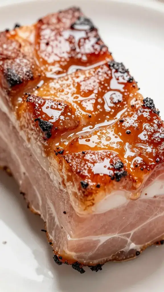 closeup pork shoulder bark glistening with vinegar mop