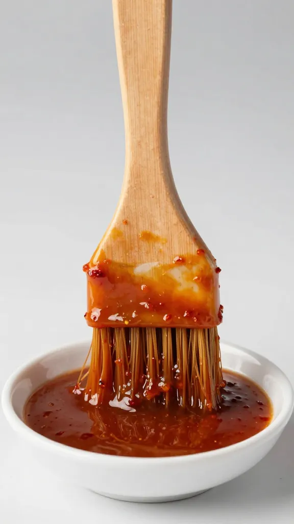 barbecue mop brush saturated with vinegar pepper sauce