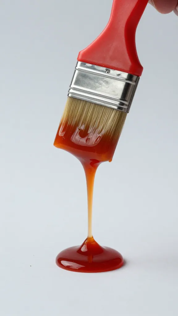 mop sauce dripping from brush onto single wing