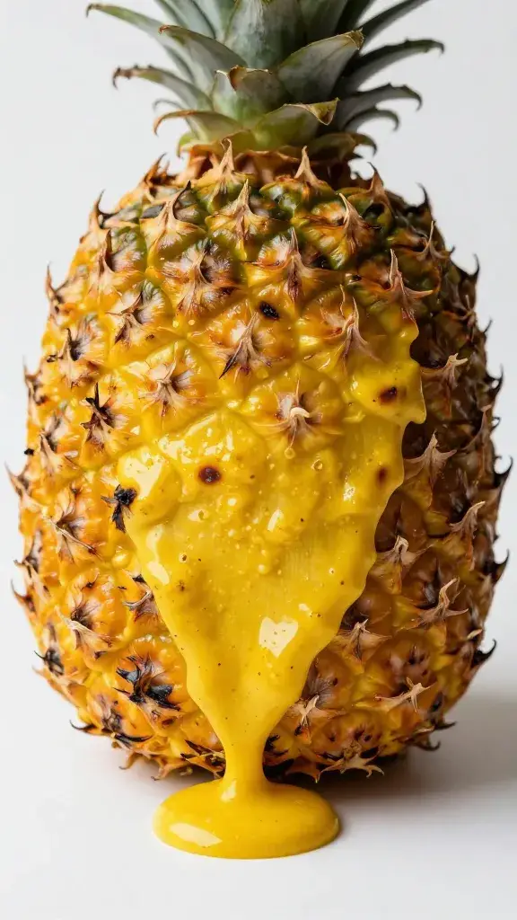 charred pineapple slice brushed with curry mop