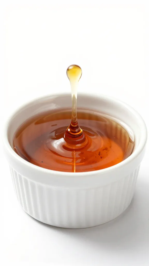 white ramekin of smoked paprika maple syrup, viscous shine