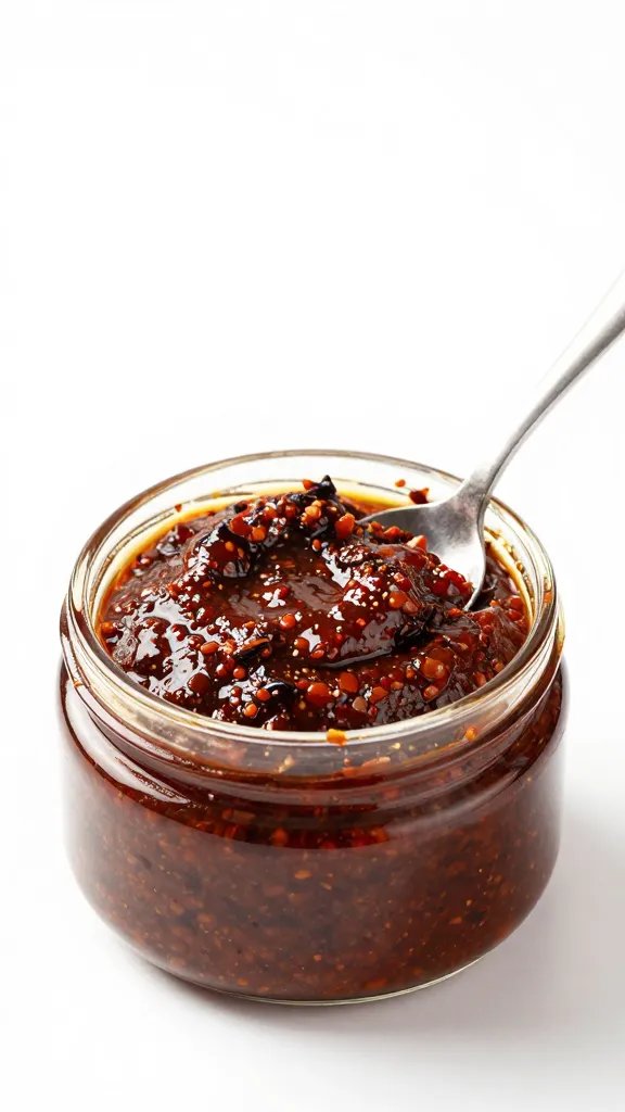 spoonful of smoky harissa paste, studio lighting