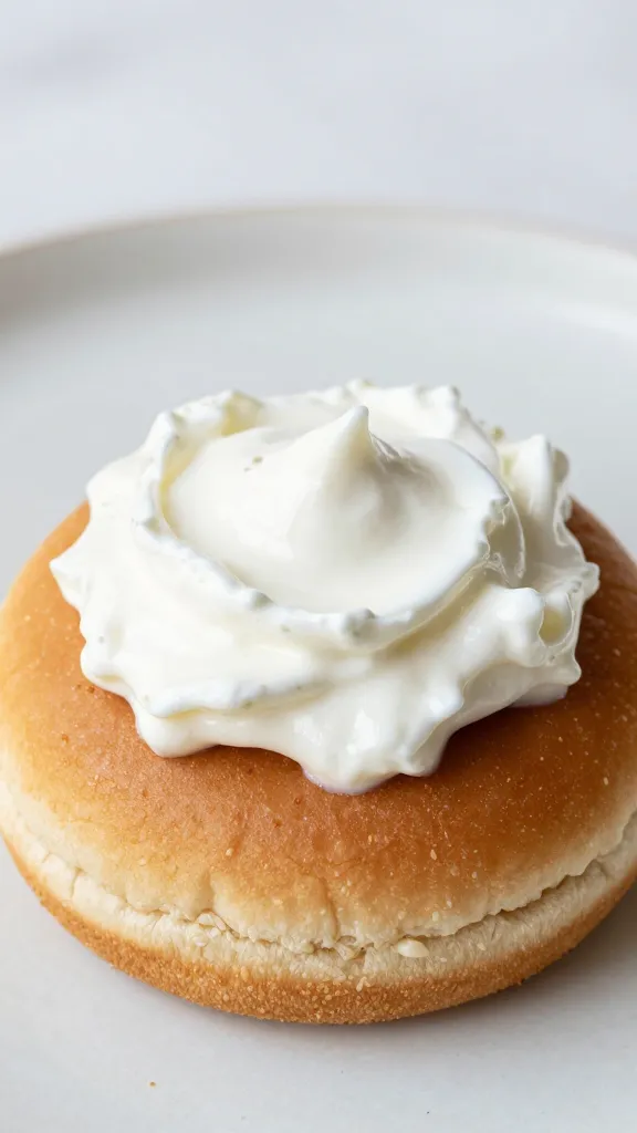 dollop of lemon-garlic yogurt on burger crown