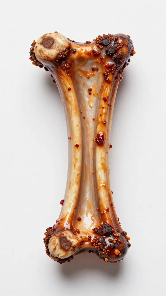 single rib bone with sticky five-spice lacquer, macro
