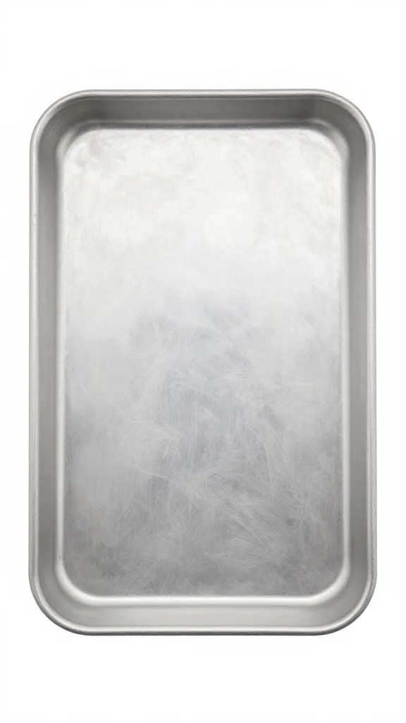 metal sheet pan with one glazed rib, studio lighting