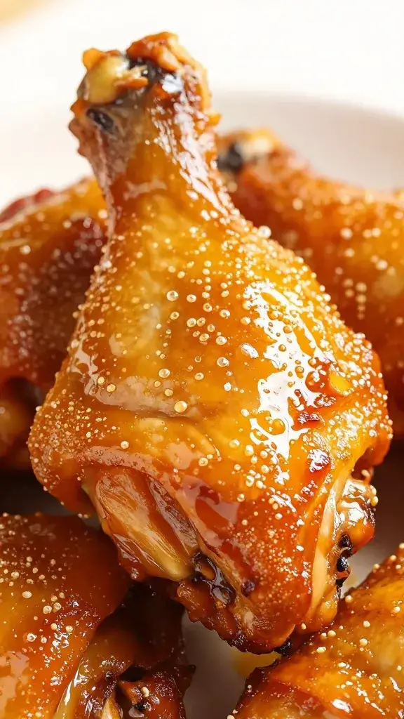 closeup of glazed chicken thigh with aji amarillo sheen