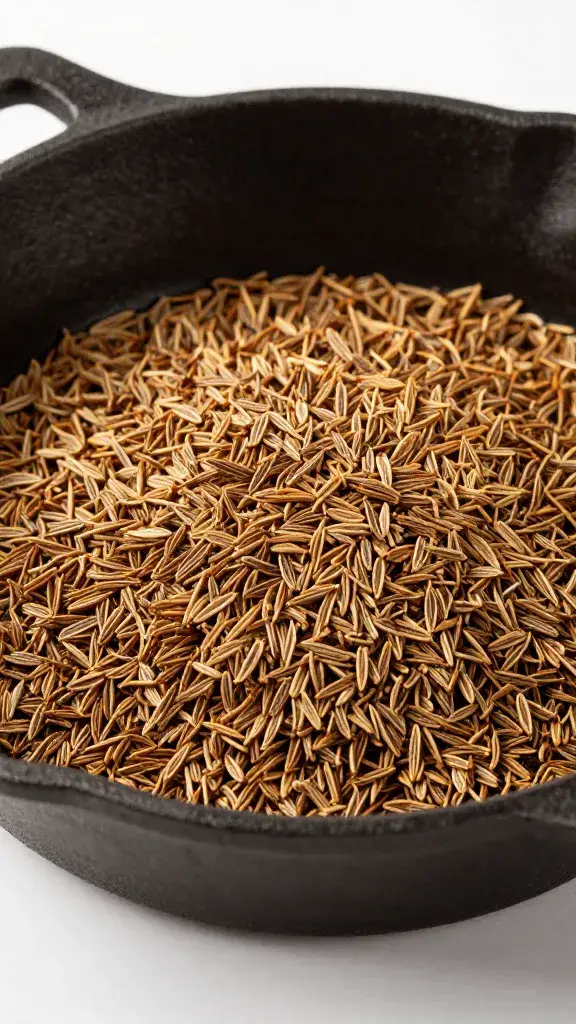 toasted cumin seeds in small cast-iron skillet