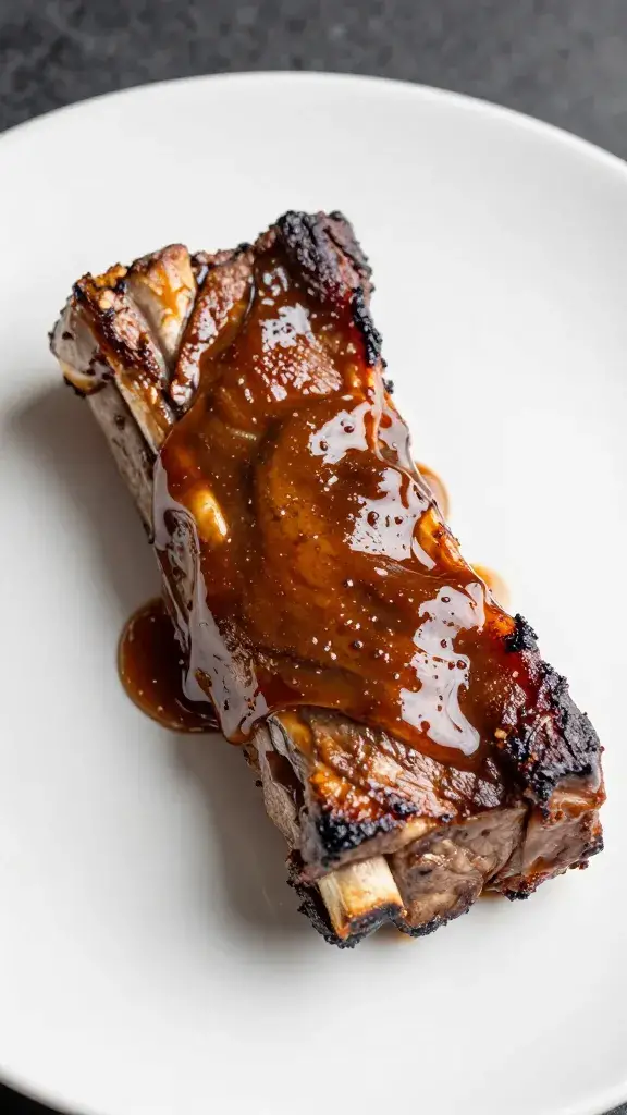 Single sauced rib tip with caramelized edges