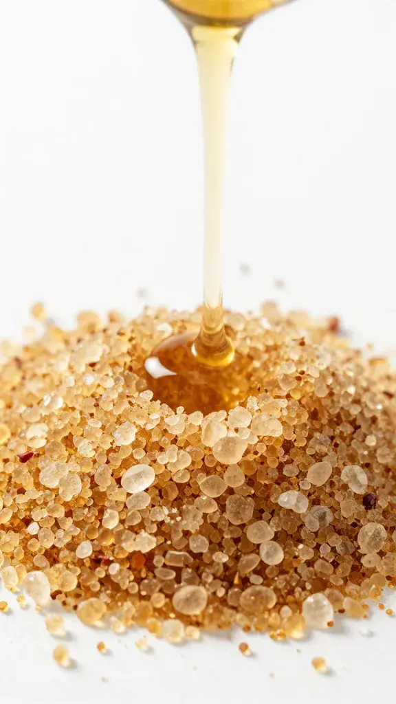 Brown sugar crystals melting into chili mop