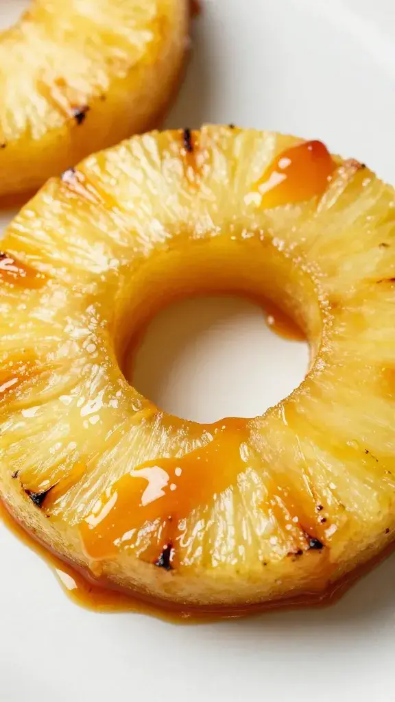 grilled pineapple ring brushed with gochujang apricot glaze