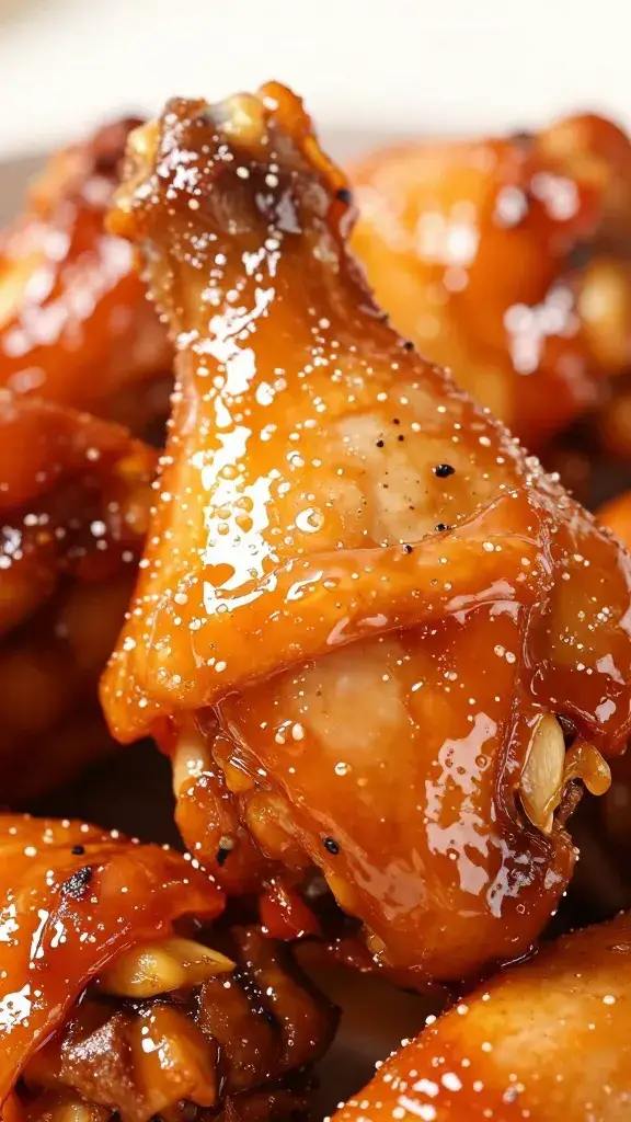 glossy jerk chicken thigh with rum lacquer, macro closeup