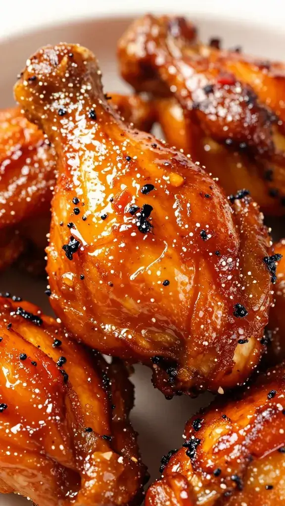 caramelized edges of jerk-lacquered chicken, extreme closeup