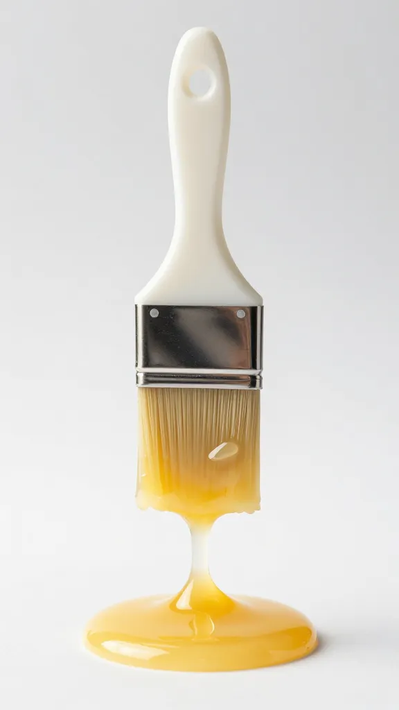 Basting brush loaded with pineapple guava glaze, studio light