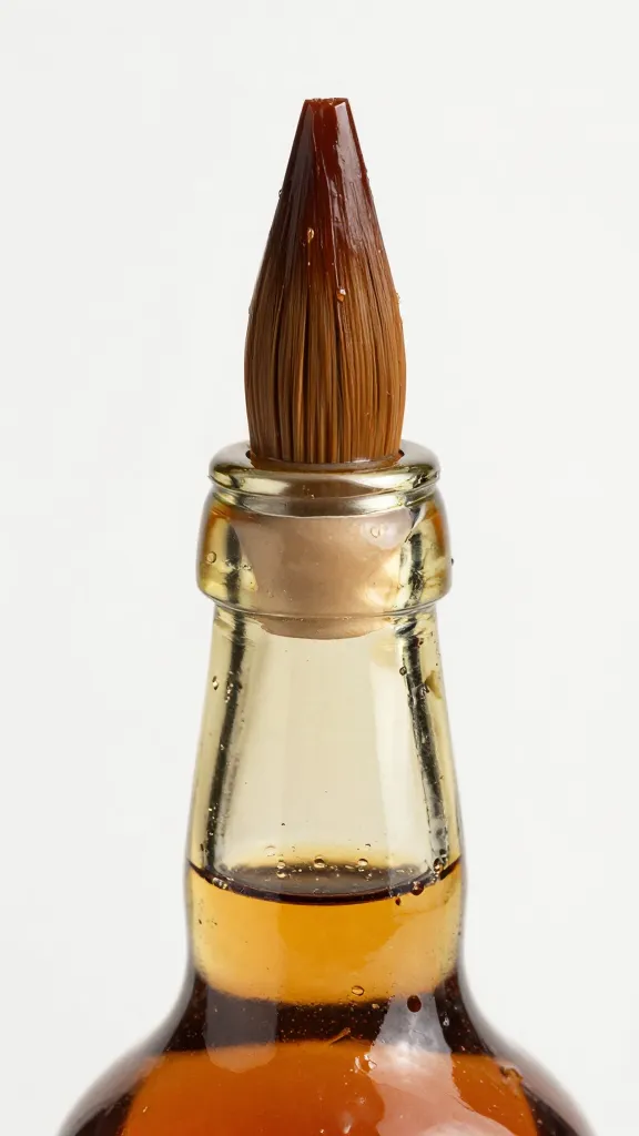 Bourbon bottle neck with glaze-coated basting brush tip
