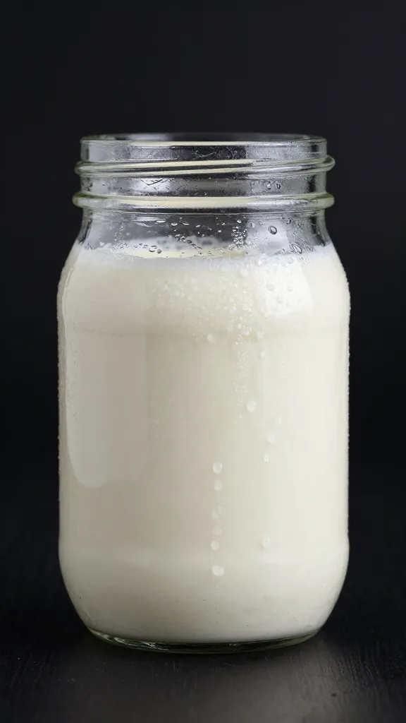 mason jar of Alabama white sauce, condensation, studio light