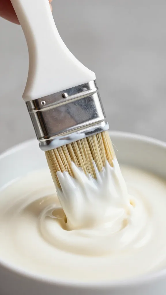 basting brush loaded with white BBQ sauce, textured bristles