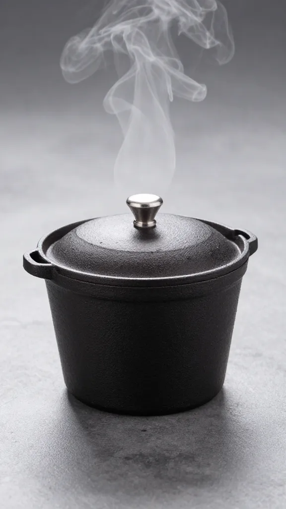 Cast-iron pot of espresso mop, surface steam