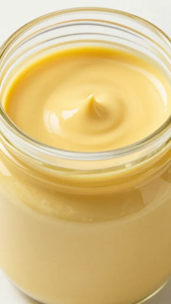 closeup of Carolina mustard gold sauce in glass jar