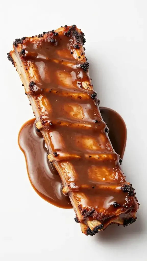 single ribs slice brushed with coffee-molasses sauce