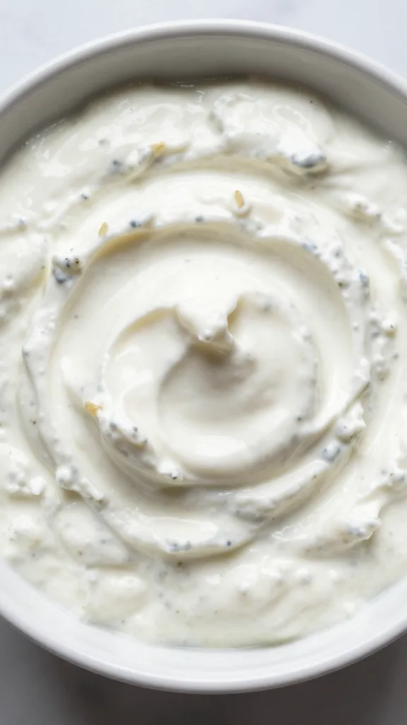 closeup bowl of Greek yogurt ranch-feta dip