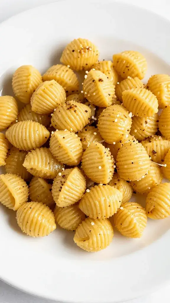 golden gnocchi coated in brown butter, white plate