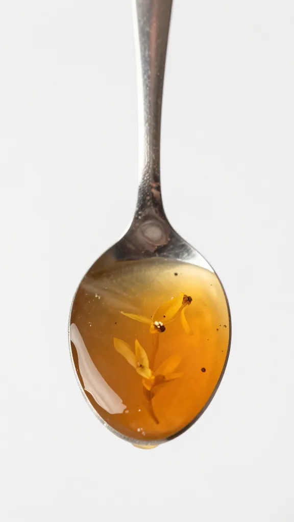 closeup bar spoon coated in orange blossom syrup