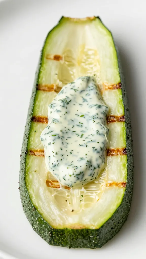 grilled zucchini slice brushed with chive aioli