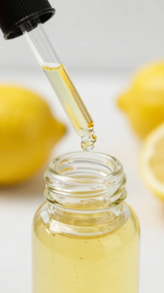 glass dropper filled with lemon-poppy seed syrup