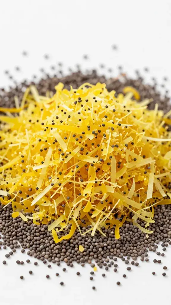 lemon zest mound sprinkled with poppy seeds, macro