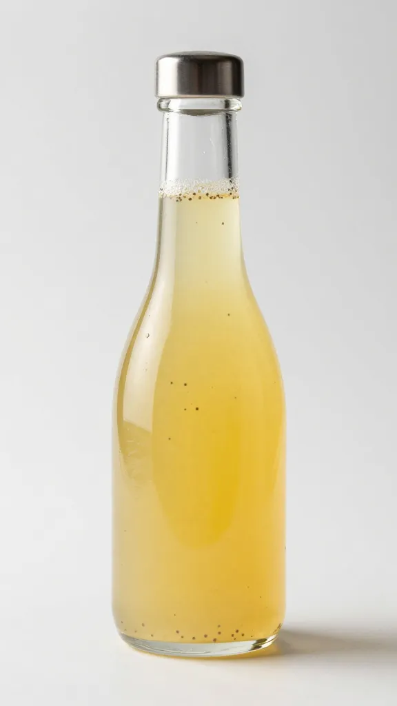 jigger measuring lemon-poppy seed syrup, studio lighting