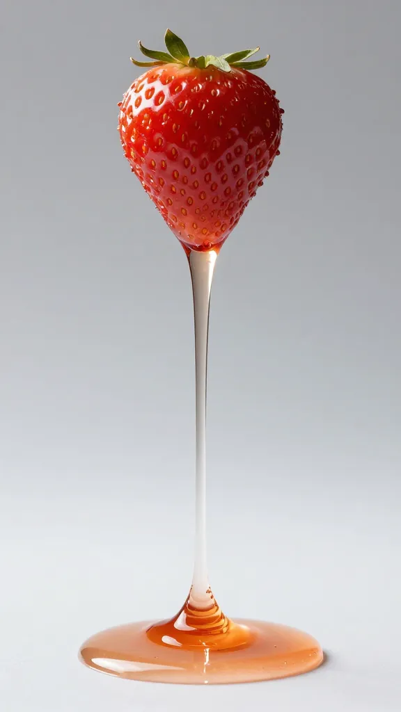 honey dipper dripping strawberry-rosé reduction, studio lighting
