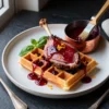 Brunch Flex: Rhubarb-Basil Reduction | Tart-Sweet Duck & Waffle Topper