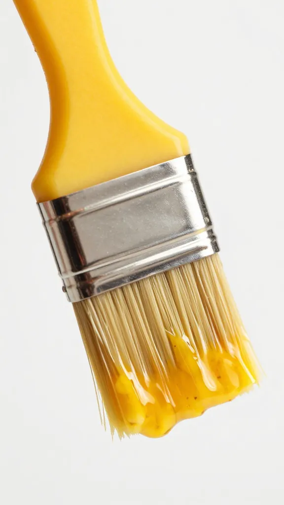 basting brush lacquered in pineapple-coconut glaze, macro