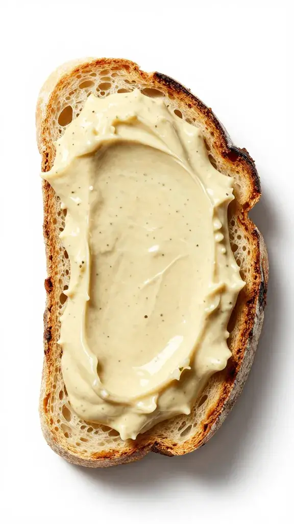toasted sourdough slice spread with tarragon-mustard cream