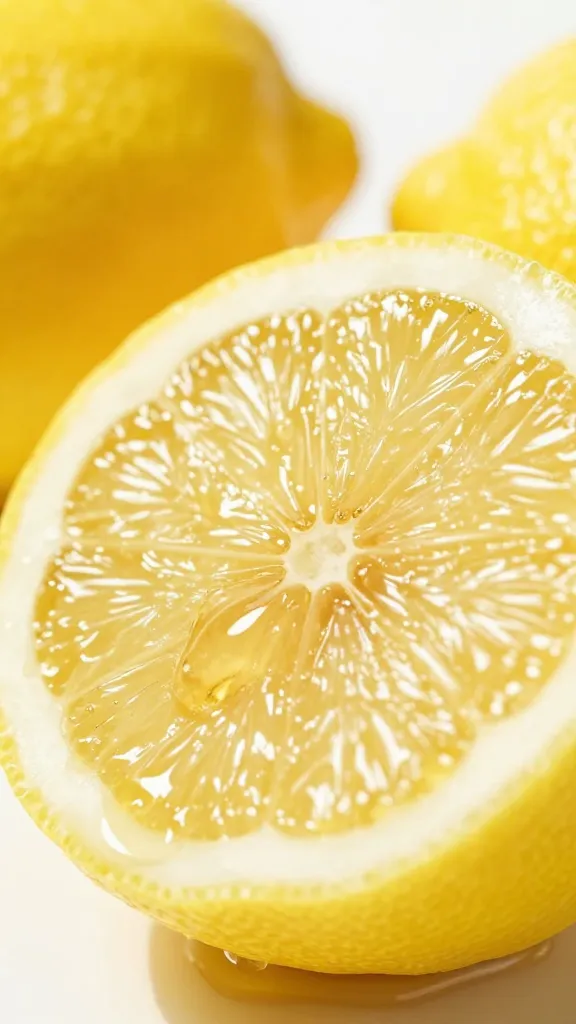 halved meyer lemon with honey glaze sheen