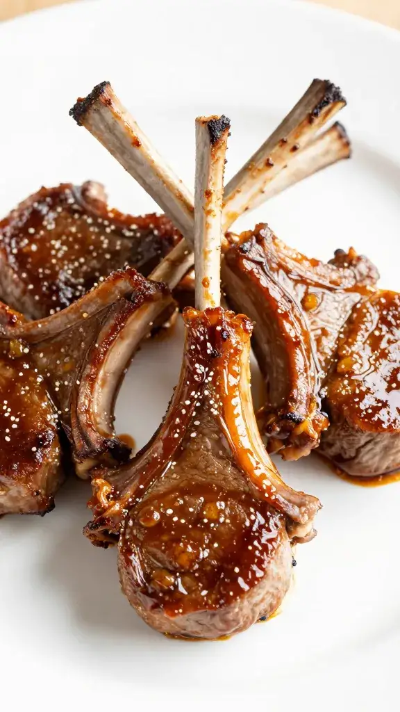 caramelized lamb rib chop, sticky citrus lacquer