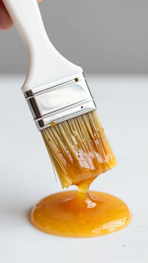 basting brush loaded with sticky citrus spice glaze