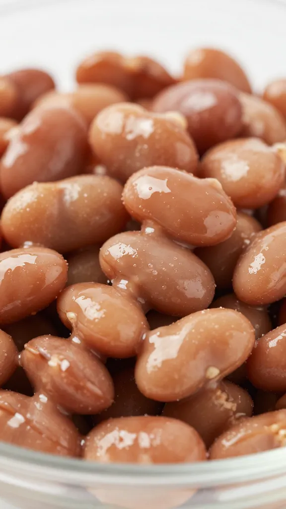 kidney beans coated in dressing, macro food shot