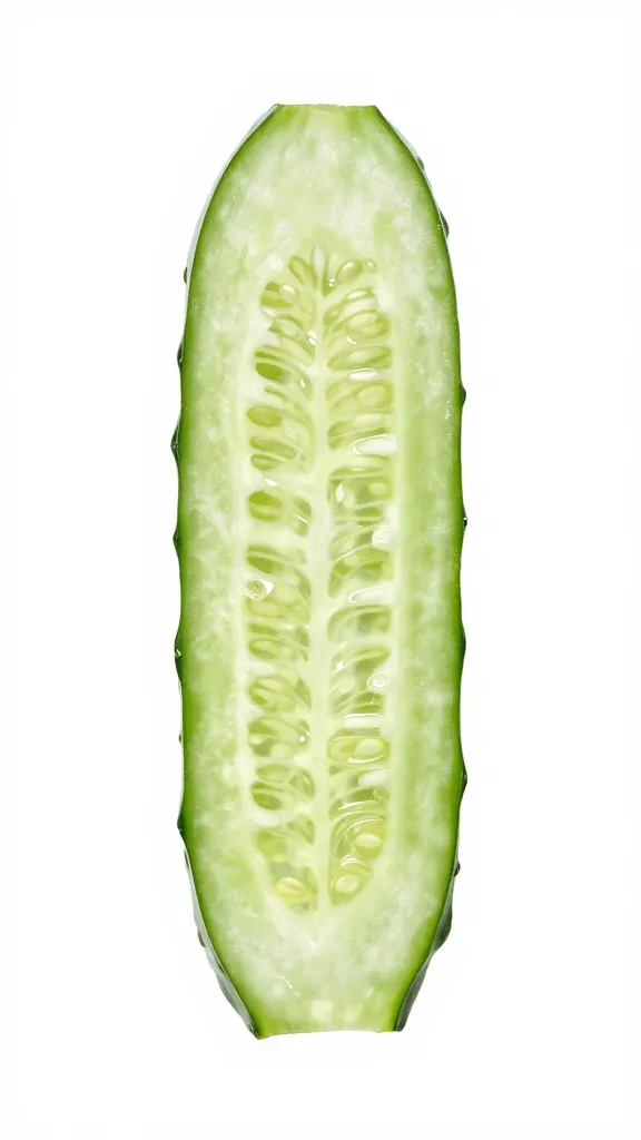 single cucumber ribbon slice glistening with brine