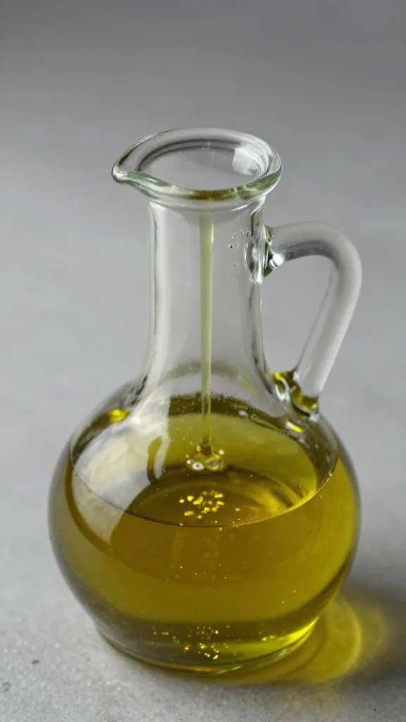stream of olive oil from glass cruet