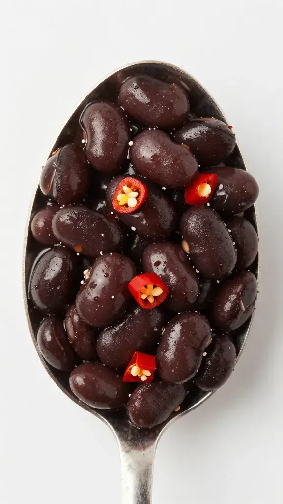 spoonful of lime-chili dressed black beans