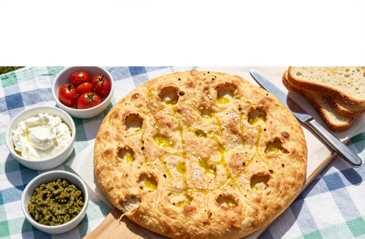 No-Knead Picnic Focaccia (for Boards + Sandwiches) Recipe for a Crowd: Ingredient Amounts, Prep Timeline + Serving Plan