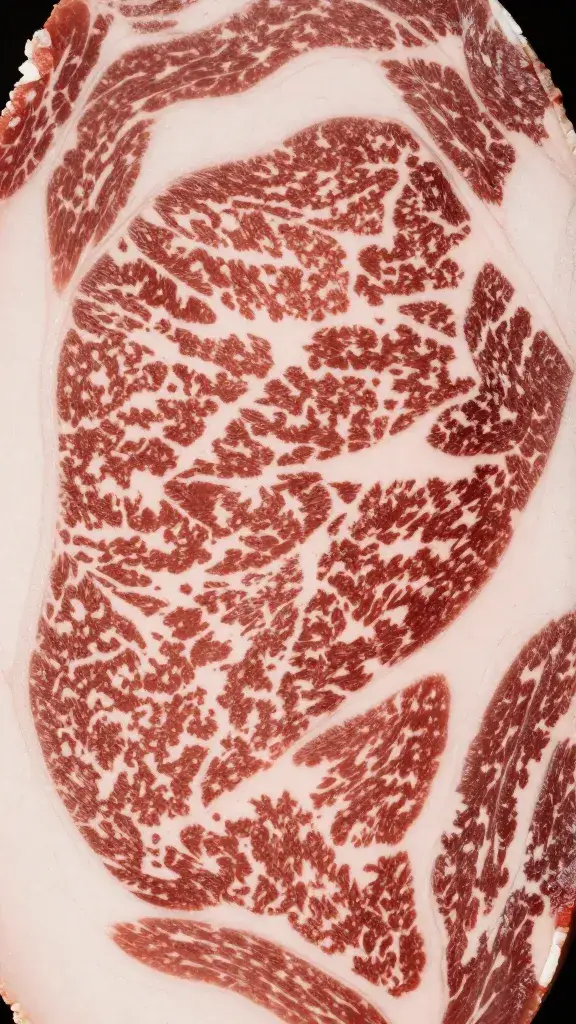 capicola slice with marbling, dramatic closeup