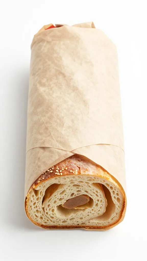 pressed muffaletta half wrapped in butcher paper