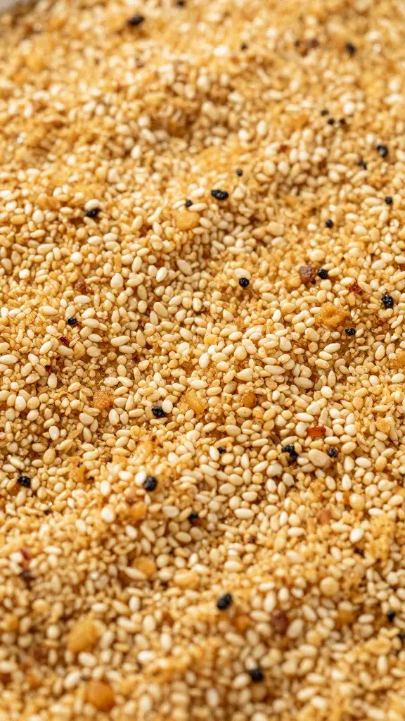 olive oil-drizzled sesame crust, golden crumb closeup