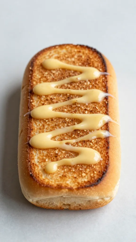 single toasted slider bun brushed with garlic butter glaze