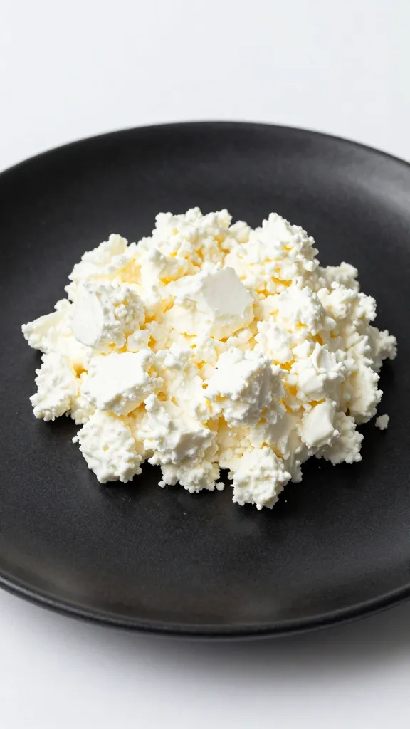 crumbled feta mound on matte black plate
