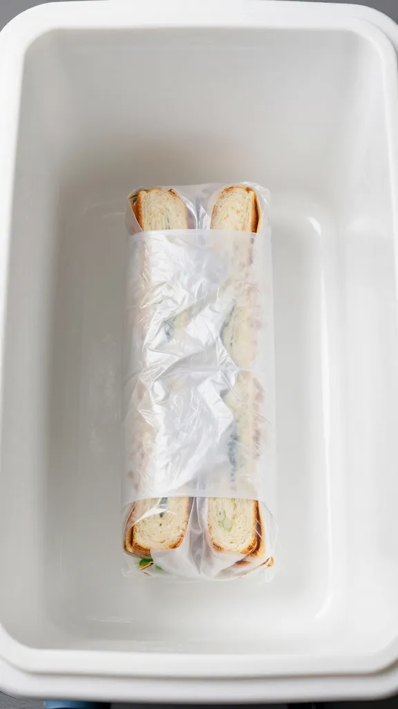 insulated cooler interior with single wrapped sandwich package