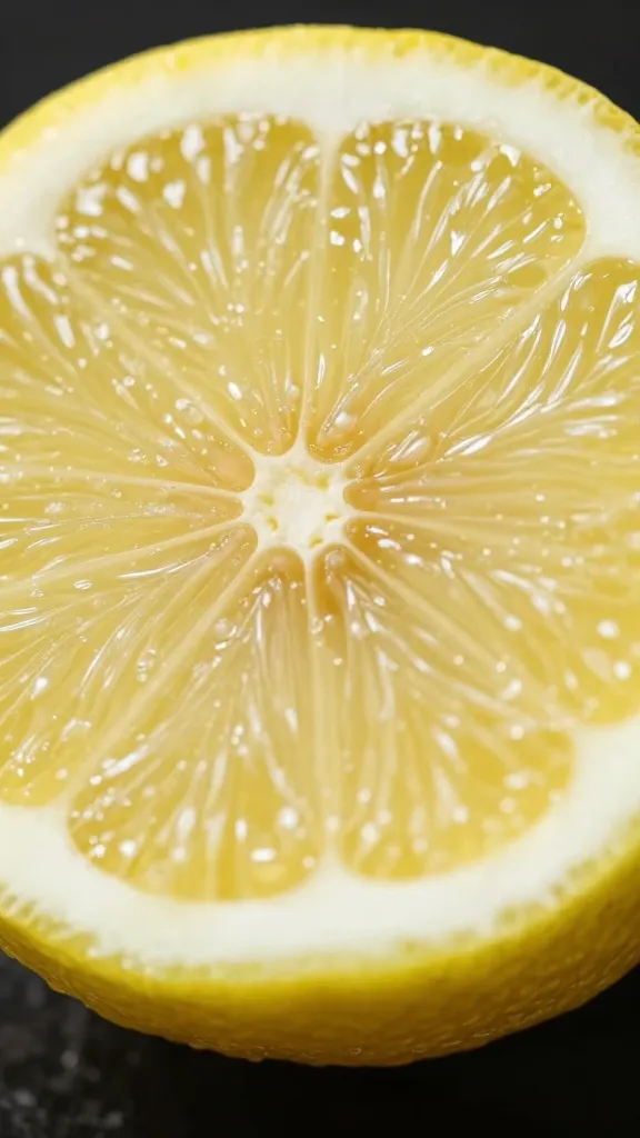 lemon half with visible juice droplets