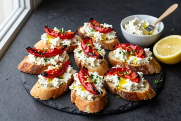 Whipped Feta & Roasted Red Pepper Crostini Recipe for a Crowd: Ingredient Amounts, Prep Timeline + Serving Plan That Wows